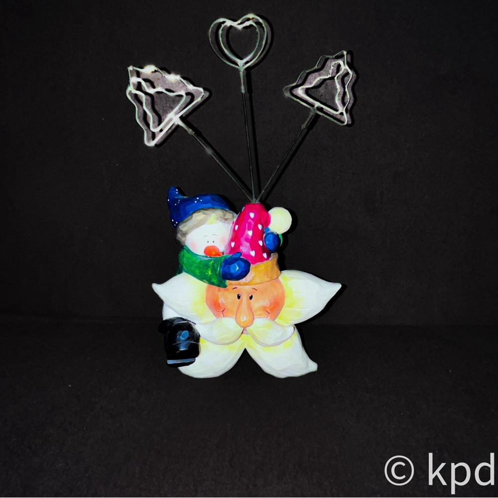 Santa & Snowman Holiday Card Display ~ Centerpiece Decoration